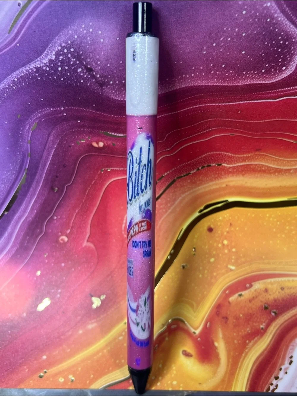B be gone novelty gel pen. Spray can inspired- Pink